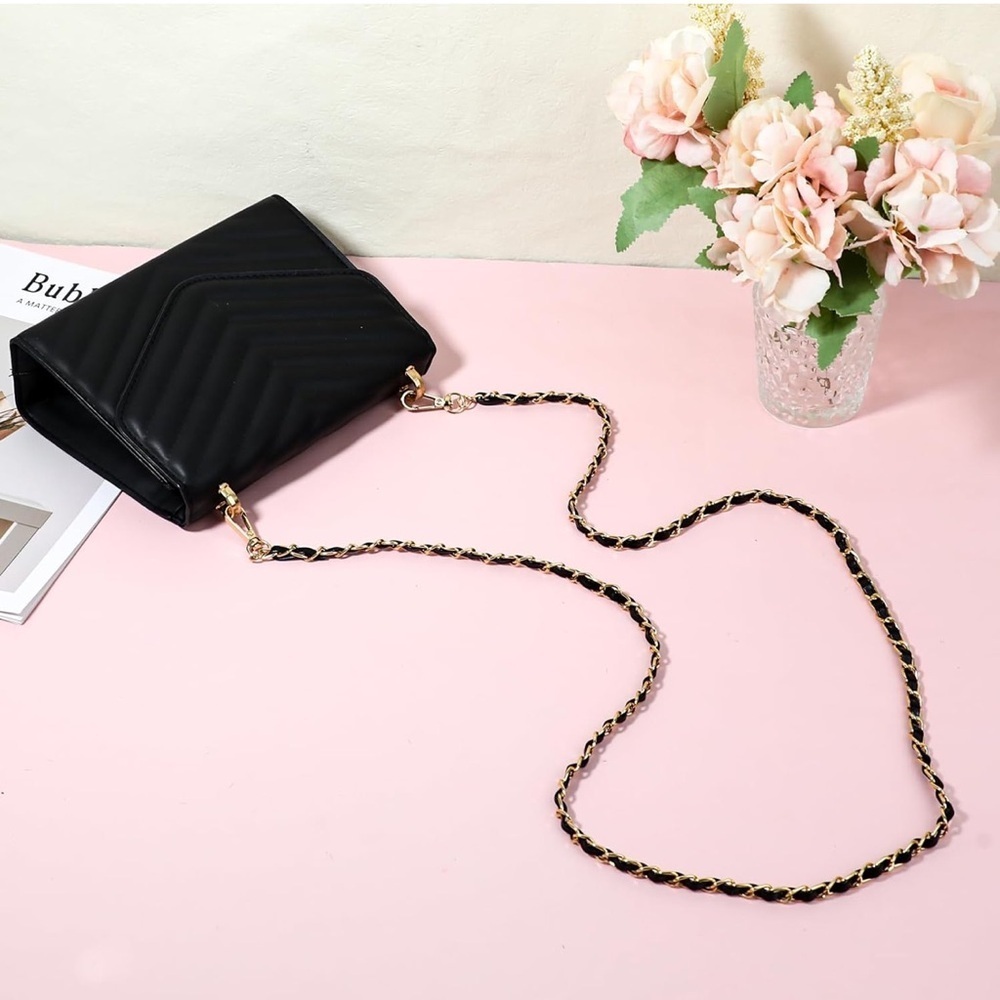 Black & Gold replacement chain for Crossbody wallet purse swivel hook NEW - Picture 2 of 12